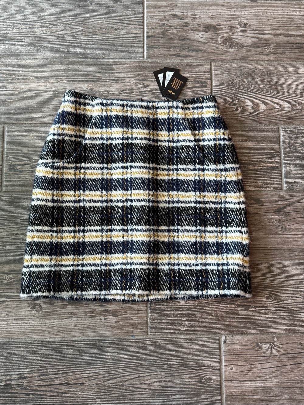 Maje Jolica Paid Wool Blend A-line Mini Skirt with Pockets
